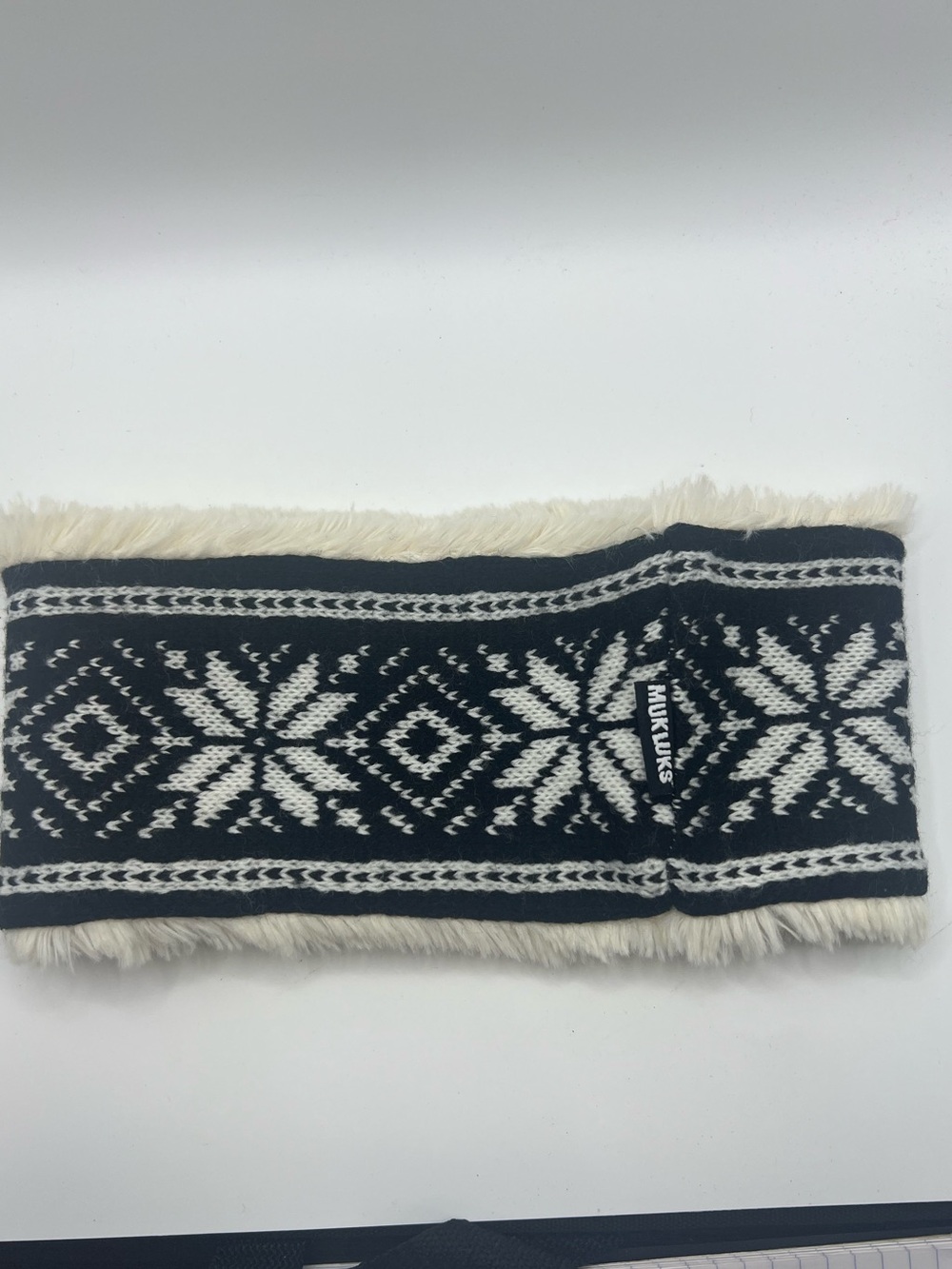 Muk Luks Black & White Snowflake Knit Ear Warmer Headband